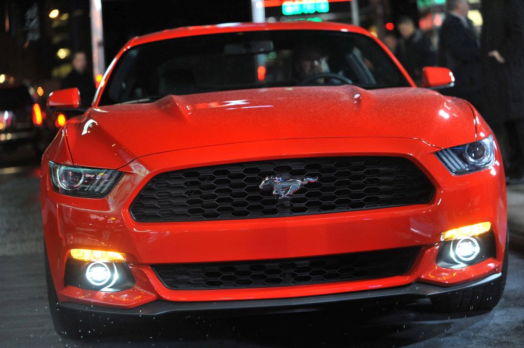 The all-new Ford Mustang is revealed in Times Square, New York,